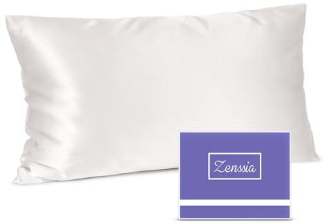 Zenssia Seidenkissenbezug 40x80, 100% Maulbeerseide, Weiß, 1 Stück | Echte 19 Momme Seide, Superweich & Atmungsaktiv, Haar- und Hautpflege, Verdeckter Reißverschluss, Luxuriöser Schlafkomfort.