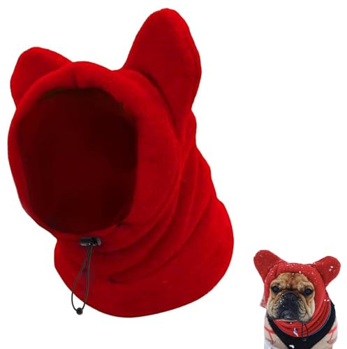 Hund WintermüTze,HundemüTze Winter,Haustier Pompon StrickmüTzebaumwollstrickmüTze FüR Haustiere, Freie GrößE, SüßE StrickmüTze Mit Ohren FüR Kleine Hunde, GroßE Hunde Und Katzen (Rot-M)