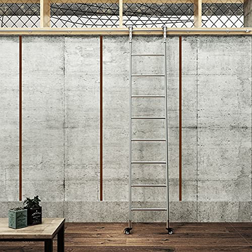 CuNtoHHH Schiebebeschläge, Rollbibliotheksset (ohne Leiter), 2 m – 3 m, Edelstahl-Rundrohr, Mobile Leiterschiene für Zuhause/drinnen/auf dem Dachboden (Größe: 3 m/400 cm)