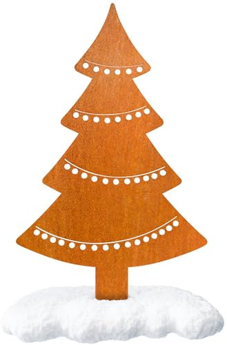 EXTRAVAGANT® Weihnachtsbaum mit Girlande zum Stecken Weihnachtsdekoration Gartendeko Metall Stahl Rost Weihnachten Festliche Dekoration Advent