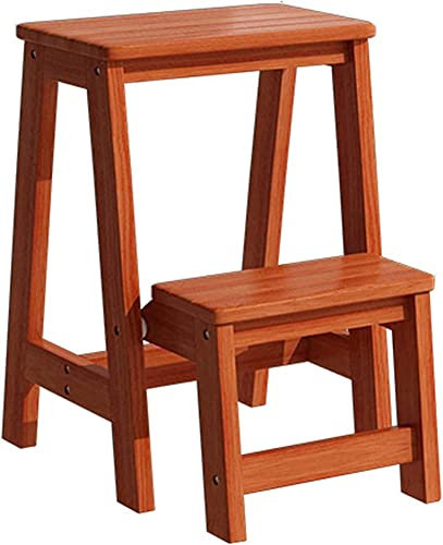 Escabeau, 3 marches en bois, tabouret à chaussures multifonctionnel à étagère pliante, robuste et durable, portable pour la maison/cuisine/salle de bain/jardin/garage, capacité de charge/marron/48 x