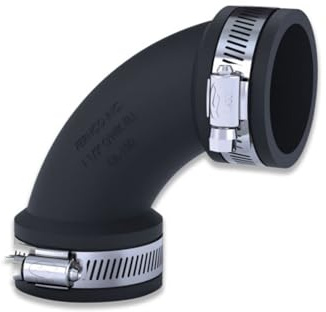 eco-filtration Fernco 1.5 Flexible Elbow (50mm to 38mm) - EPDM Rubber 90° Pipe Connector with Stainless Steel Clamps - Leak-Proof, Reusable and Easy Installation