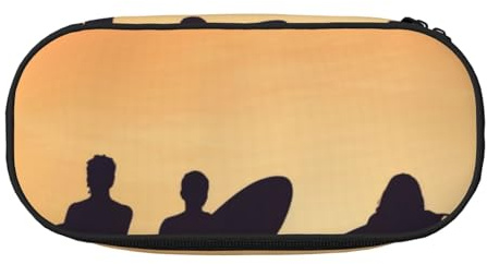 HEBSDFG Silhouette of Surfer People Prints Federmäppchen, niedliches Schreibwarenetui, Organizer mit Stiftschlitzen, für Schule, Reisen, Büro, Geschenke, Schwarz , Einheitsgröße, Schulranzen