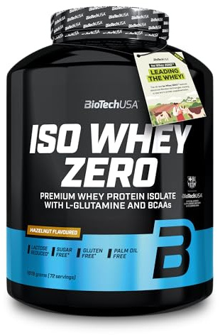 BioTechUSA Iso Whey Zero | Premium Whey Protein Isolate | Grass-Fed | Enzyme-Free | Sugar- and Gluten-free, 1816 g, Hasselnöt