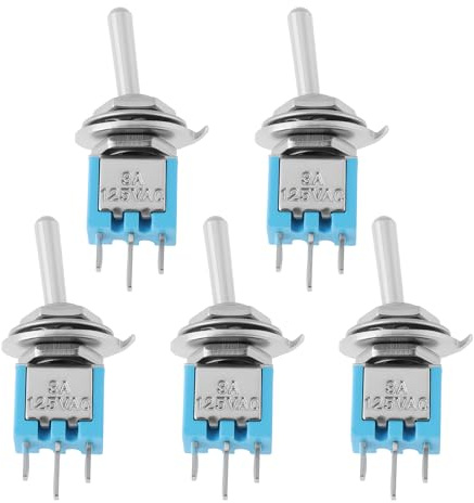 YINETTECH 5 Stücke Miniatur Kippschalter 3pin 2position Kippschalter SMTS-102 für Auto Motorrad Fan