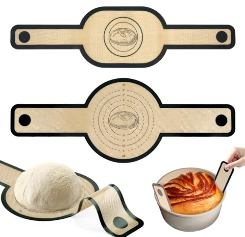 2 Stück Brotschlinge mit Langen Griffen, Silikon Backmatte für Dutch Oven | Wiederverwendbare Backmatte Brot für Brotbacken Teig Backofen