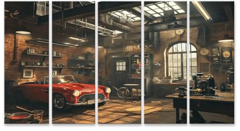 islandburner Prime Image sur toile Légende rouge dans l'atelier automobile nostalgique Images murales Poster