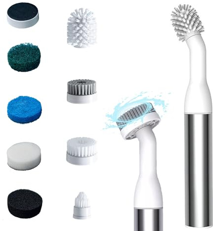 Electric Cleaning Brush Scrubber, IPX7 Full Body Waterproof Electric Scrubber, Power Scrubber with 8 Brush Heads, Electric Spin Scrubber with 8 Brush Heads for Kitchen, Sink, Bathroom, Shower, Tile