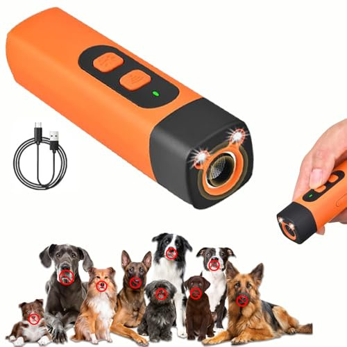 HuaMuDM Anti Bell Gerät Hunde,Ultraschall Hundeabwehr mit 3 Einstellbaren Frequenzen LED-Taschenlampe, Wiederaufladbar Antibell Ultraschall Gerät,für Kleine Große Hunde Innen Außenbereich Hund