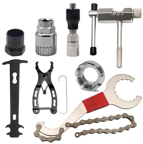 Bike Repair Tool with Chain Breaker Crank Puller and Flywheel Remover Compatible with MTB Bicycles Includes Chain Measuring Ruler Compatible with Outdoor Cycling Maintenance(Kit3)