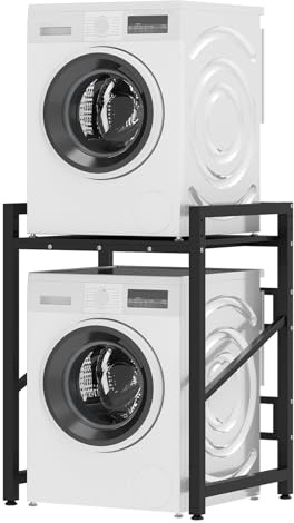 Washer Dryer Stand Stacking Kits,400KG Load Height Adjustable Dryer Stand | Heavy Duty Over Washer Storage Shelf for Laundry,Bathrooms and Kitchen (A)