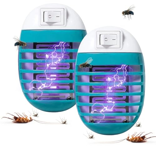 Tue-mouches électrique pour intérieur et extérieur avec lumière UV, piège à mouches à fruits, piège à moucherons, piège à mouches puissant pour la maison, la cour, la terrasse (bleu foncé)