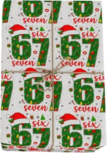 67 Meme Wrapping Paper | Lustiges 67 Edition Weihnachts Geschenkpapier | Humor Spaß Meme Weihnachten Geschenkpapiers | Dickes Weihnachtsdekorationen Geschenkpapier Geschenk (Weiß)