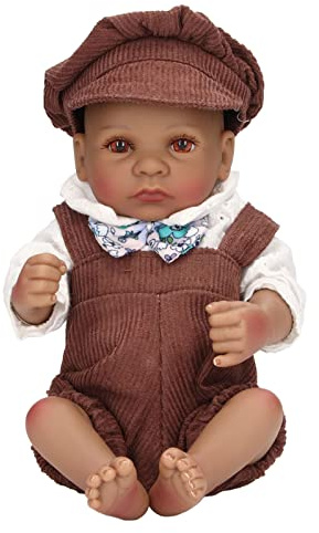 OVAQUIXI Schöne 10 Zoll Lebensechte Silikon-Babypuppe für, Rollenspielspielzeug, Neugeborene (10 Zoll großes schwarzes Mädchen mit offenen)