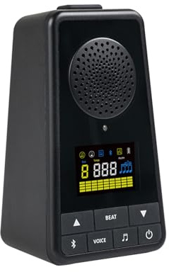 Jectse Altavoz BT con Metrónomo Digital 2 en 1 para Guitarra, Piano, Batería en Color Negro con Batería de Larga Duración para Músicos e Intérpretes (11,9x6,6x5,9cm)