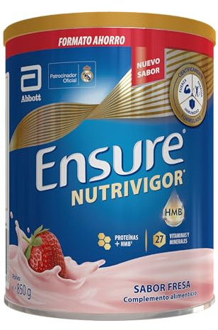 Ensure Nutrivigor Fresa 850 g, Nutrición para Adultos con proteínas | Complemento alimenticio, HMB, Proteina, Vitaminas, Minerales, Fuerza, Energia, Calcio, Magnesio, Zinc, Vitamina C, Vitamina B