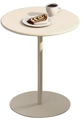 Runt frukostbord med metallbas | Nedfällbart barbord, soffbord, kökssoffa, sidobord - svart, blå, guld, grön, röd, vit (vit, 40x40x72cm)