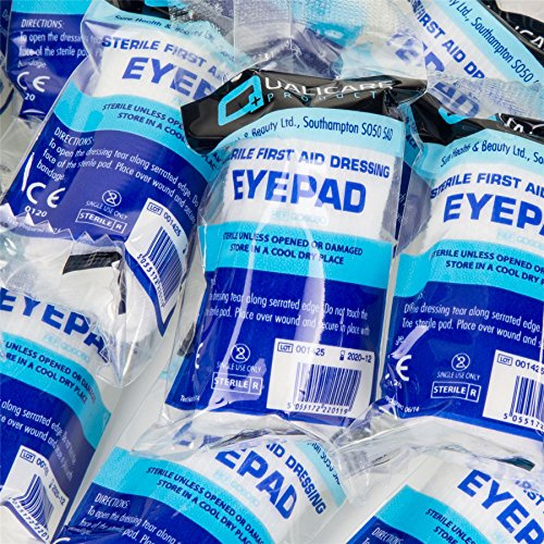 White Hinge Limited 25x Premium HSE/CE Eye Bandages - Sterile First Aid Dressings - Injury/Cut/Wound Patch Pads
