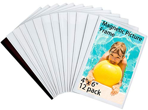 HIIMIEI Magnetic Photo Frames for Refrigerator 4x6 Inches,12 Pack, No Sratched Fridge Magnets Picture Frame Photo Sleeves Protected by Removable Film