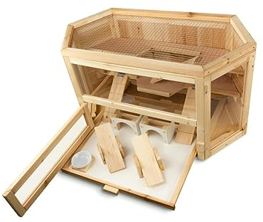 Kleintierkäfig Hamsterkäfig 6-eckig doppelstöckig, inklusive Futternapf und Zwei Nagerwippen