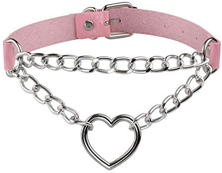 MILAKOO Choker-halsband i PU-läder, punk, cirkel/hjärta-berlock, justerbar krage, halsband för kvinnor, Läder