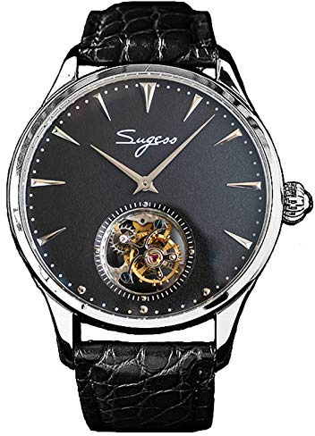 SU8000ISB Tourbillon Master Seagull ST8000 Uhrwerk Saphirglas Herren Mechanische Uhr 1963, Schwarz , 40 mm, Armband