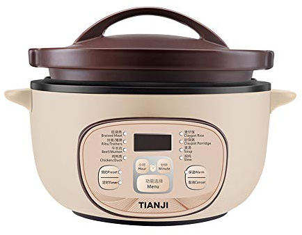 Tianji DSG-TZ30 Electric Clay Pot Slow Cooker for Claypot Rice and Casserole Porridge, Ceramic Casserole Cooking Pot with Unglazed Porcelain, Suitable for Stove, 3L
