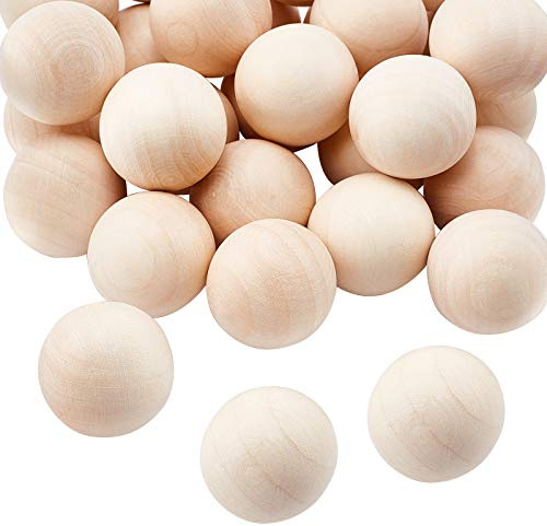 PH PandaHall 28pz Sfere di Legno Senza Foro 30mm Palline di Legno per Lavoretti, Perline in Legnos Naturale per la Lavorazione Fai da Te Decorazione di Natale a Mano Artigianato Arredamento
