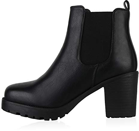 Giralin Damen Schnürstiefeletten Leicht Gefütterte Plateau Stiefeletten Zierperlen Schuhe Boots Nieten Schnürboots 179125 Schwarz Total 38