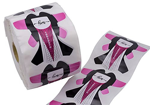 M NAILS - 500 Stück Nagelverlängerung schablone, Mit EXTREM HOCHWERTIGEN KLEBERKLEBER Aufkleberpapierrolle für Acrylnagelverlängerung, UV-Gel.