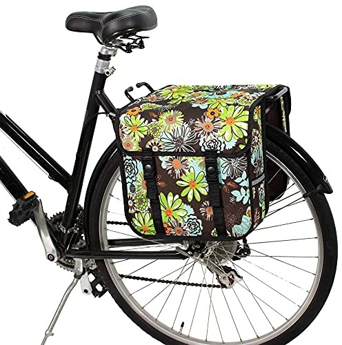 BikyBag Classic CE - Double Sacoche de vélo de 26 L résistante à l'eau pour Porte-Bagages arrière, pour trajets Quotidiens et Shopping (Prairie Verte)