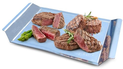 Plancha Genérica para Barbacoa, Acero Inoxidable Azul, Rectangular, 40 x 30 cm, 3.8 kg
