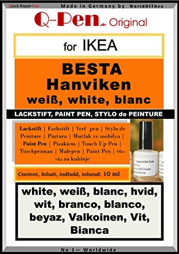 Q-Pen Ausbesserungsfarbe für passend Ikea BESTA Hanviken weiß - white - blanc