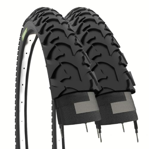 2 Cubiertas 14 x 1,75 (47-254) Neumáticos Negros con Tacos de Goma para Bicicleta Mountain Bike Bimbo Kids