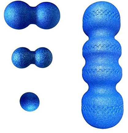 LTLCLZ Fitness Rückenrollen Set Epp Massageschaum 45Cm Rolle Multifunktionales Rückenkissen Fitnessgeräte Pilates Entspannung Yoga Blöcke,Blau