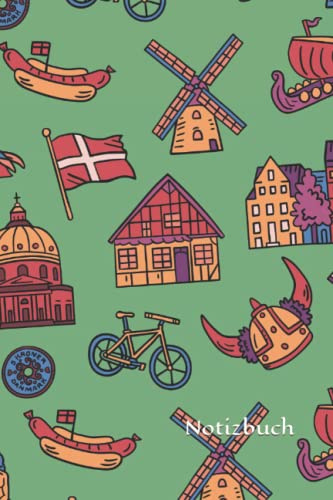 Notizbuch: Dänemark Notizbuch | 6x9 Zoll DIN A5 | 100 Seiten liniert | Skandinavien Notizheft | Reise Tagebuch | Kopenhagen Schreibheft
