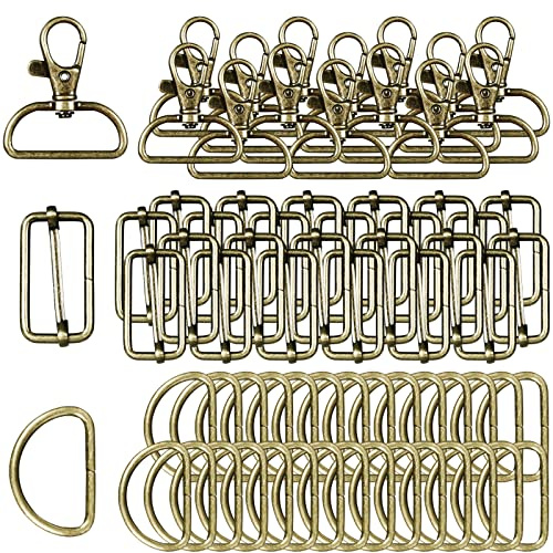 Nuts OT nuts Hebillas metalicas 70Pcs Mosquetones para bolsos 32 mm Anillas para bolsos Hebilla mochila Gancho para maletas DIY Para manualidades, tirantes, reparaciones de mochilas Bronce