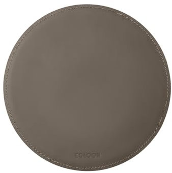 Eglooh - Atlante - Mauspad Rund aus Leder Taupe Grau cm 23x23 - Mousepad für Schreibtisch und Büro, handwerkliche Nähte und Rutschfester Boden - Made in Italy