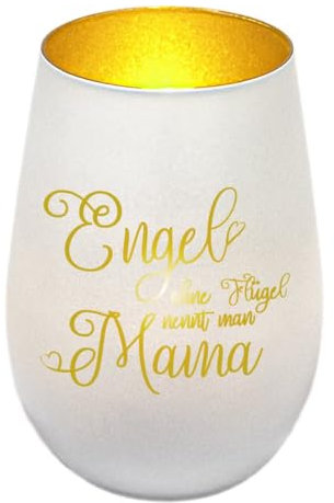 Engel ohne Flügel nennt Man Mama | Windlicht mit Gravur Teelichthalter | Besondere Geschenkidee Mutter von Tochter Geburtstag | Muttertagsgeschenke für Mama | Weiß/Gold