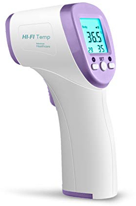 Taurus Healthcare HI-FI Temp Thermomètre Infrarouge Mesure Précise, Celsius et °F, Sans Contact, 3-5cm, Fonction Mémoire, avec Piles Corps et Surfaces