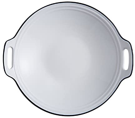LUCBEI Lasagnera Teglie da Forno in Porcellana Bianca, pirofila Rotonda con Doppio Manico, teglie in Ceramica for Cucina, Cucina, Cena con Torta Teglie da Forno (Size : Small)