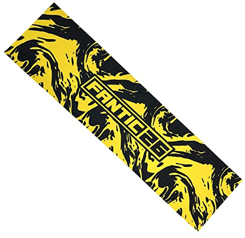 Fantic26 Stunt-Scooter Griptape Ersatz I Park I Kinder I Trick I Tret I Roller I Anti Rutsch Sandpapier 58,5cm I Passend für Decks bis 58,5cm x 15,5cm (Swirl Schwarz/Gelb)