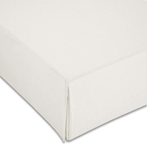 Estoralis | LONETA | Cache-Sommier avec Volants | Tissu uni | Housse Sommier | Écru | pour lit de 150 cm. (150 x 190/200 cm. (Largeur par Hauteur) Volant de 30 cm de Haut | Jupe de Lit