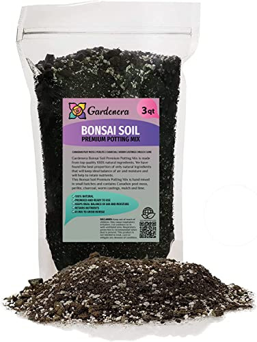 Premium Bonsai Soil Potting Mix by Gardenera - Optimal Balance for Healthy Bonsai Growth and Nutrient Retention - 3 Quart