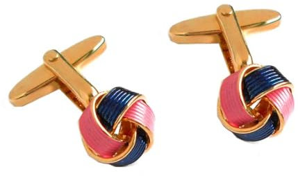 Knoten Manschettenknöpfe flamingorosa blau vergoldet 11 mm Durchmesser m.i. Germany + Geschenkbox - Accessoires für die Umschlagmanschette