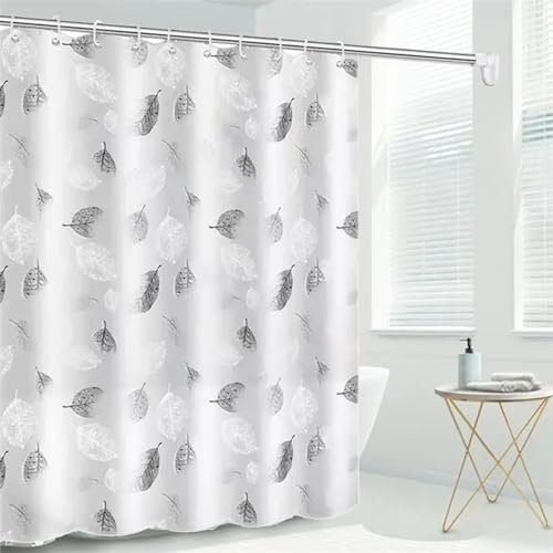 Cortinas de Baño 180 X 200 cm,Cortina de Ducha,Cortina Ducha Impermeable,PEVA Cortina de baño con 12 Anillas para familias,Dormitorios,Hoteles,Patrones de Hojas