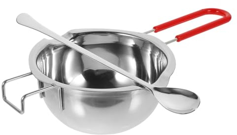 Gogogmee 1juego Olla De Derretir Cera Aromática De Inoxidable Con Cucharón Kit Para Fabricación De Velas Diseño De Ranuras Para Evitar Derrames Para Calentar Cera Mantequilla