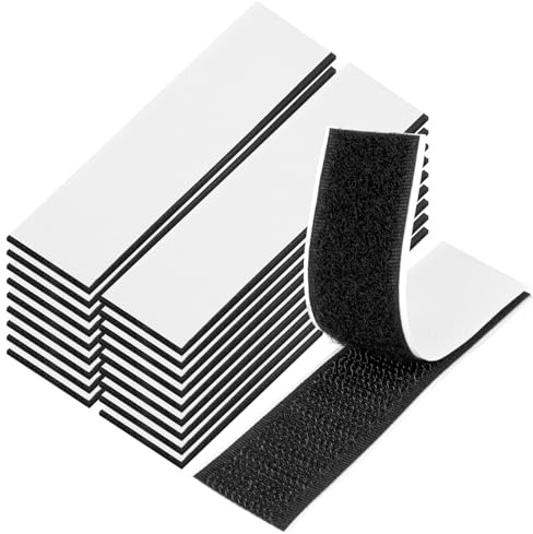 Klettband Selbstklebend 20 Stück, 2.5×10cm Klettverschluss Selbstklebend Extra Stark, Doppelseitig Klebepads Schwarz Klett zum Nähen, DIY-Projekte, Bürobedarf, Bastelarbeiten