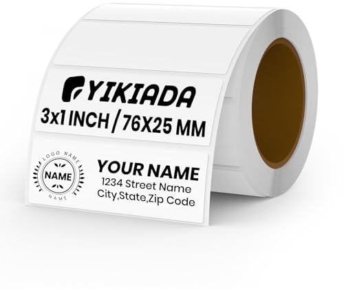 YIKIADA Etichette Termiche Autoadesive 25 X 76 mm Bianchi Adesivi Colori Rimovibili Stampabili Impermeabili per Logo Codice a Barre QR inventario 500 pezzi per Rotolo