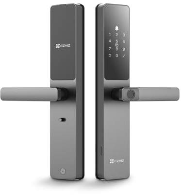 EZVIZ Cerradura inteligente DL05, cerradura de puerta de entrada sin llave 7 en 1, con acceso por huella dactilar: entrada sin llave segura, opciones de desbloqueo múltiples, alertas instantáneas
